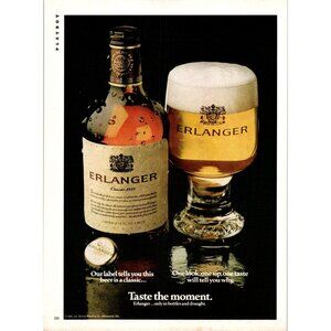 1981 Erlanger Beer Schlitz Brewing Company Vintage Print Ad Man Cave Wall Art
